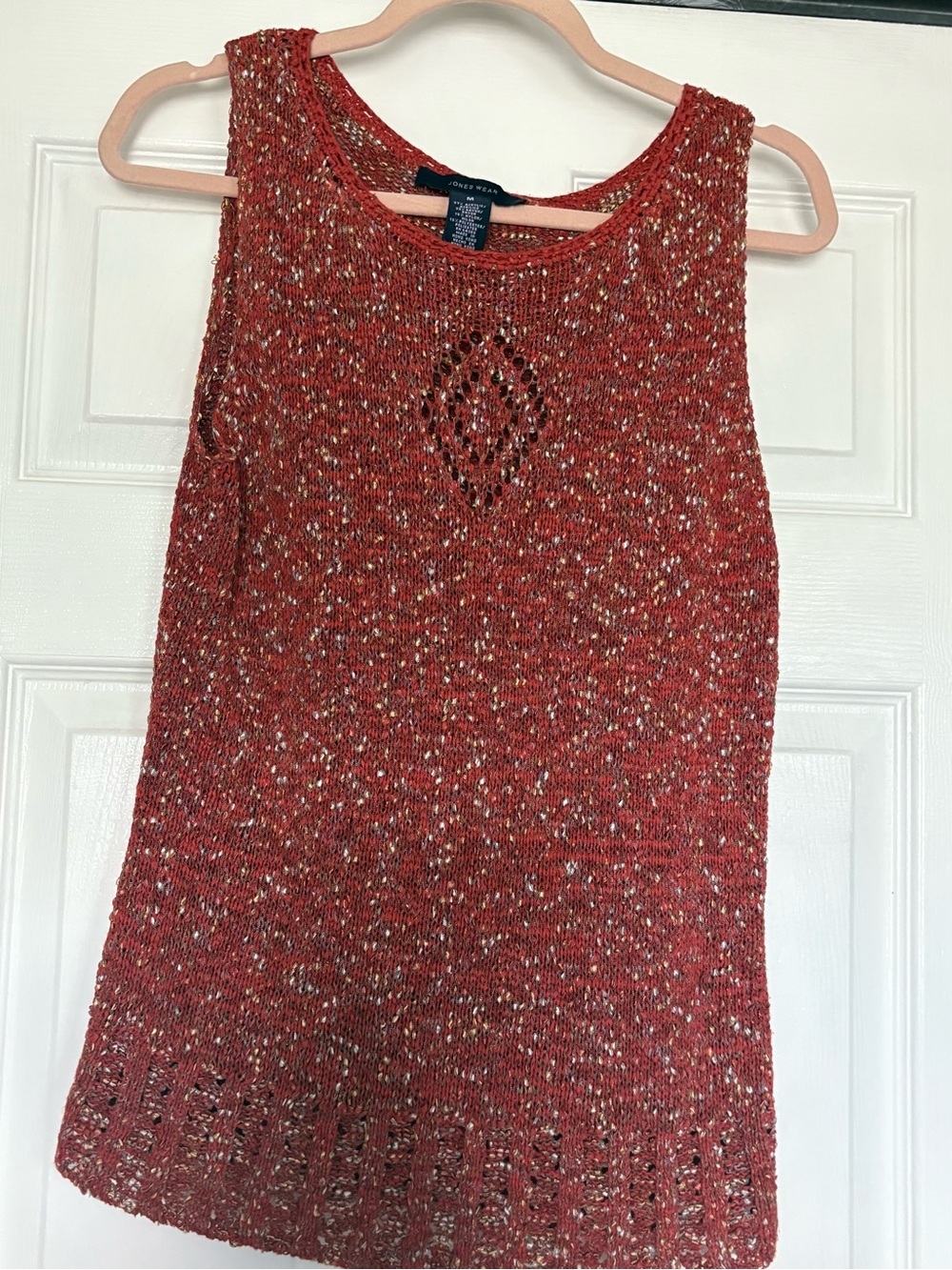 Jones Wear Rust Red Openwork Knit Tank